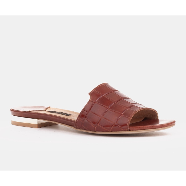 Marco Shoes Elegantní hnědé kožené dámské pantofle hnědý 1