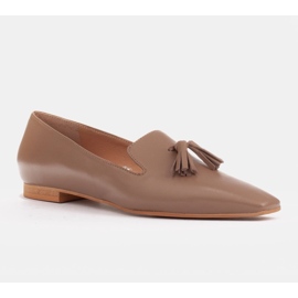 Marco Shoes Dámské pánské balerínky s třásněmi béžový 1