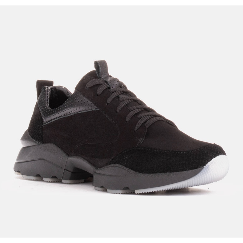 Marco Shoes Sportovní černé kožené tenisky černý 1