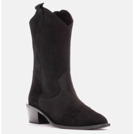 Marco Shoes Černé kovbojské boty z přírodního semiše černý 1