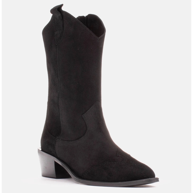 Marco Shoes Černé kovbojské boty z přírodního semiše černá 1