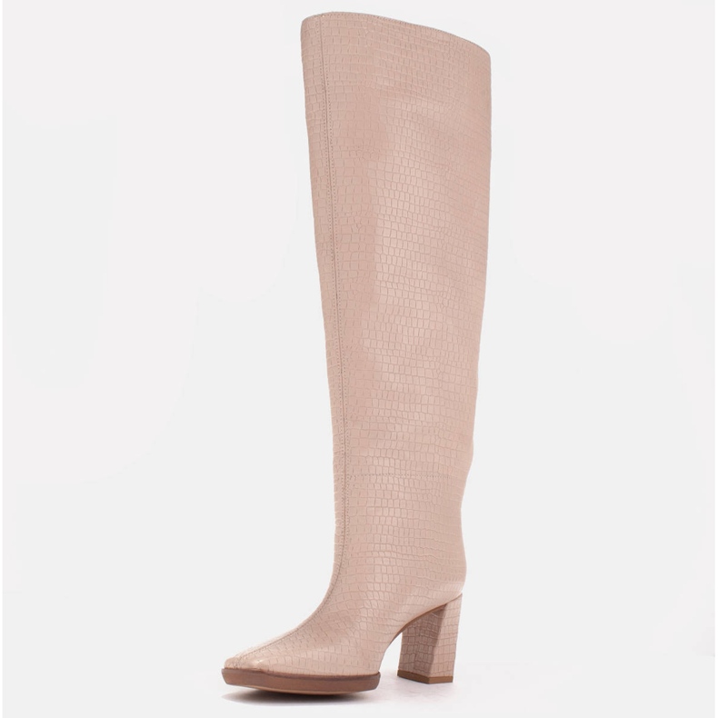 Marco Shoes Boty na podpatku pro široké lýtko béžový 1