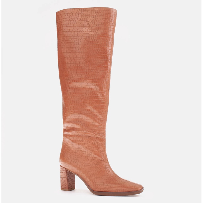 Marco Shoes Boty na podpatku pro široké lýtko hnědý 1