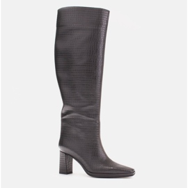 Marco Shoes Kozačky na vysokém podpatku s pravidelným svrškem černý 1