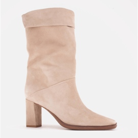 Marco Shoes Kotníkové boty na vysokém podpatku se zapínáním na límec béžový 1