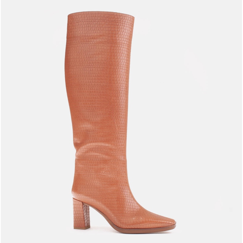 Marco Shoes Kozačky na vysokém podpatku s pravidelným svrškem hnědý 1