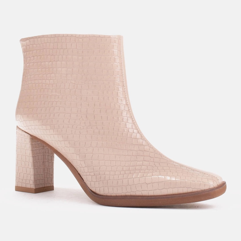 Marco Shoes Kombinované kozačky ze dvou druhů kůže béžový 1