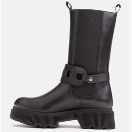 Marco Shoes Vysoké kozačky s gumou a pleteným páskem černý 1