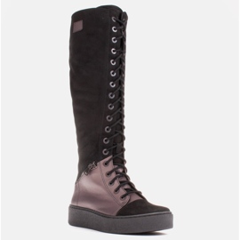 Marco Shoes Šněrovací kozačky s ozdobnými zipy hnědý černý 1