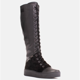 Marco Shoes Šněrovací kozačky s ozdobnými zipy černý 1