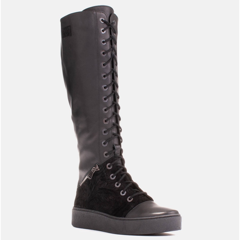 Marco Shoes Šněrovací kozačky s ozdobnými zipy černý 1