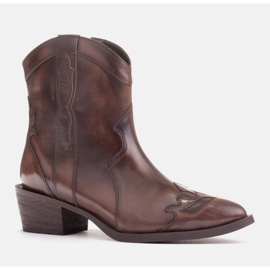 Marco Shoes Kovbojské boty vyrobené z ručně leštěné kůže hnědý 1