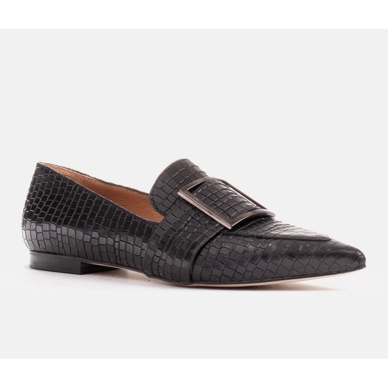 Marco Shoes Croco baleríny s velkou přezkou černý 1