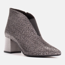 Marco Shoes Úzké stříbrné kožené kotníkové boty s gumou ve svršku stříbro šedá 1