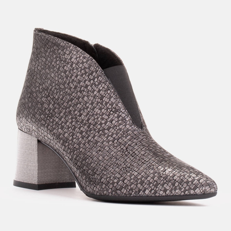 Marco Shoes Úzké stříbrné kožené kotníkové boty s gumou ve svršku stříbro šedá 1