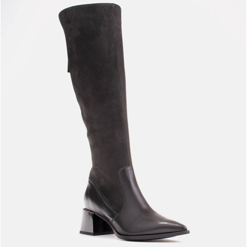 Marco Shoes Klasické kozačky v kombinaci kůže a nubuku černý 1