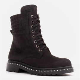 Marco Shoes Šněrovací kotníkové boty z nubuku černá 1