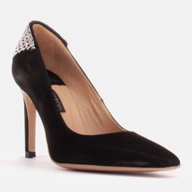 Marco Shoes Semišové podpatky s krystaly černý 1