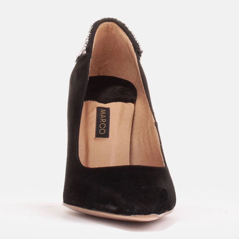 Marco Shoes Semišové podpatky s krystaly černá 2