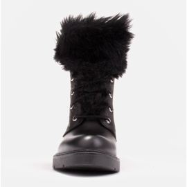 Marco Shoes Kozačky z ražené kůže a kožešiny černý 1