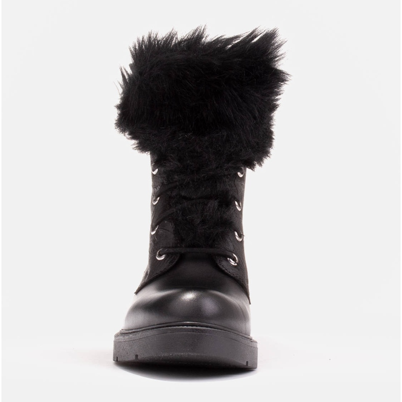 Marco Shoes Kozačky z ražené kůže a kožešiny černý 1