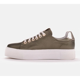 Marco Shoes Dámské tenisky z pravé kůže na silné podrážce zelený 2