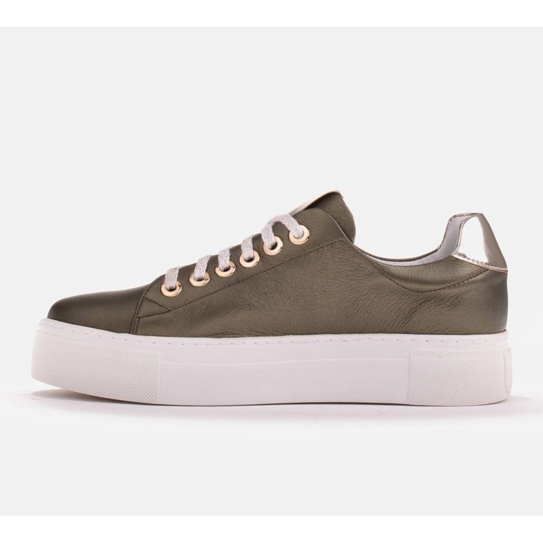 Marco Shoes Dámské tenisky z pravé kůže na silné podrážce zelený 2