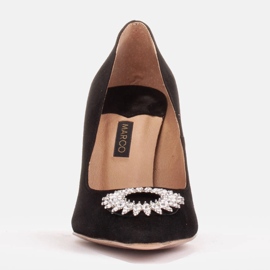 Marco Shoes Semišové podpatky s křišťálovým ornamentem černý 2