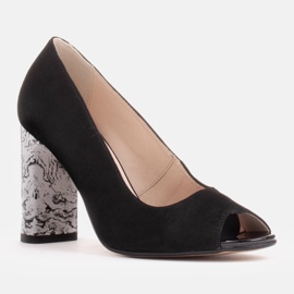 Marco Shoes Černé lodičky 1100P s černobílým podpatkem černý 1