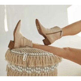 Marco Shoes Kožené kovbojské boty s ozdobným prošíváním 2188B-1278-042-1 béžový 1