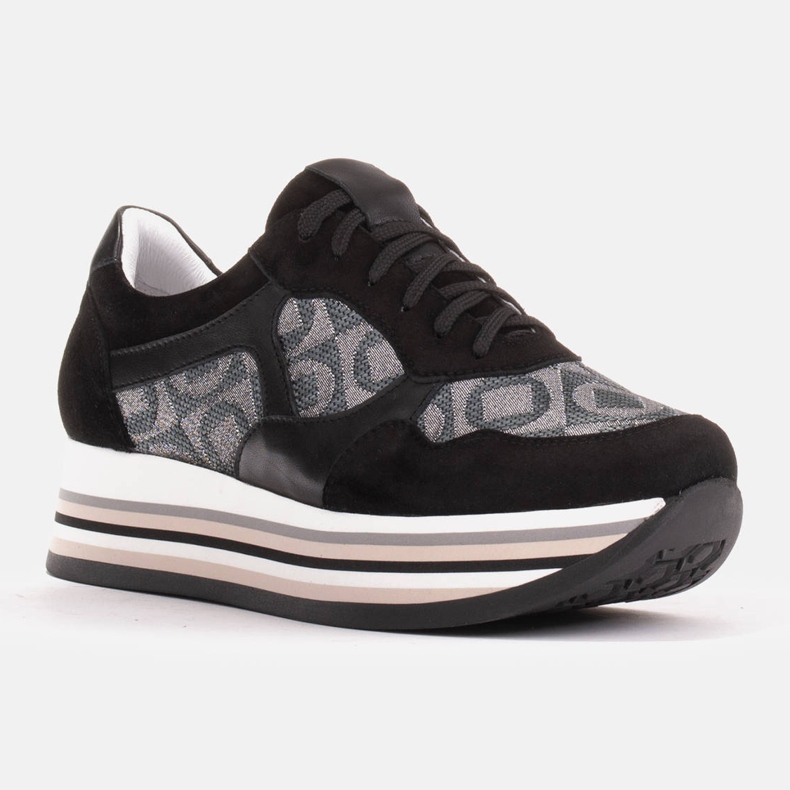 Marco Shoes Tenisky se silnou podrážkou z přírodního semiše 2228P-1286-041-001-1 černý šedá 1