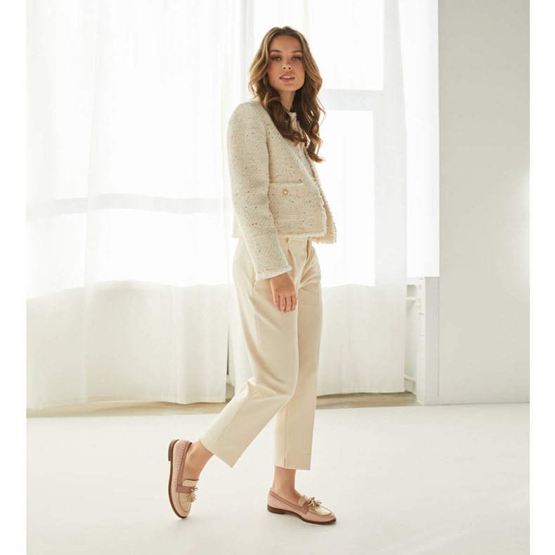 Marco Shoes Mokasíny s ozdobnými třásněmi béžový růžový 1