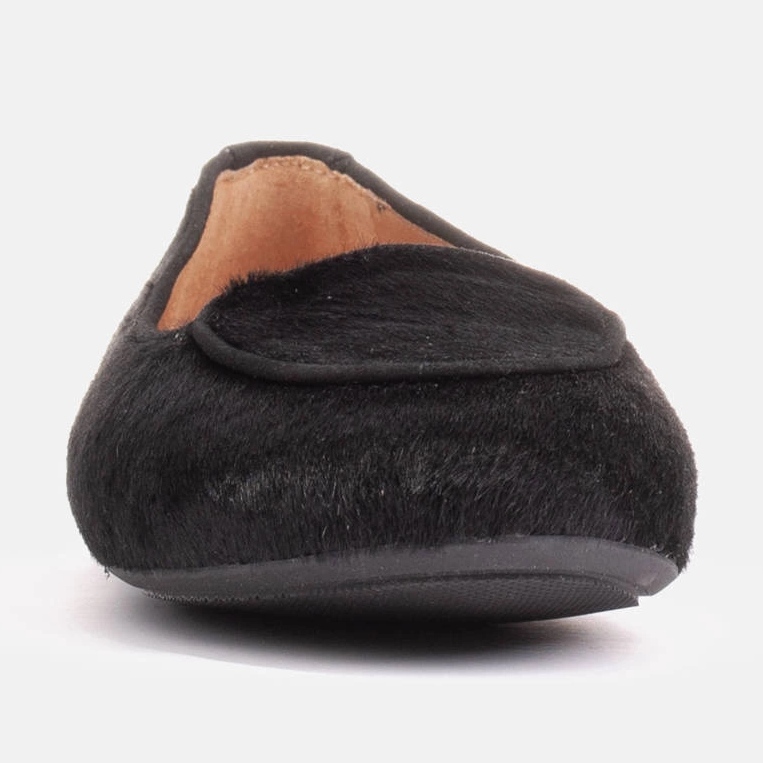 Marco Shoes Kožené baleríny s vlasem černý 1