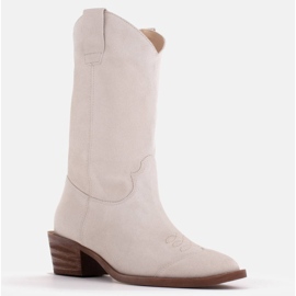 Marco Shoes Kovbojské boty bez přírodní semišové izolace bílý 1