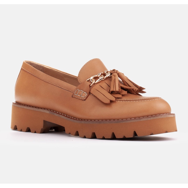 Marco Shoes Mokasíny se zlatým řetízkem na lehké podrážce béžový 1