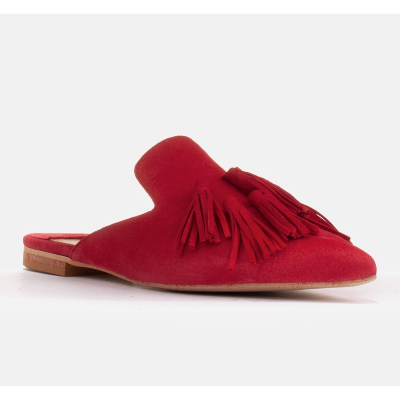 Marco Shoes Pantofle s ozdobnými třásněmi červený 1