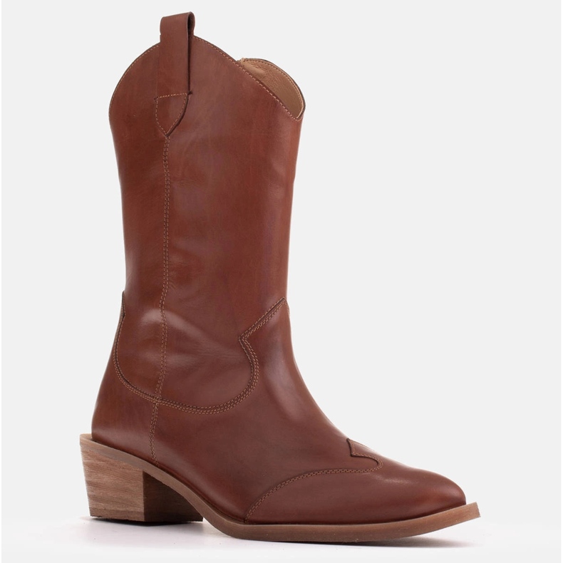 Marco Shoes Hnědé kovbojské boty z lícové kůže 1598B-003-1 BP hnědý 1