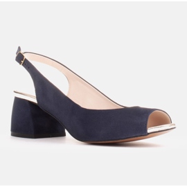 Marco Shoes Sandály z tmavě modrého semiše se stabilním podpatkem námořnická modř 1