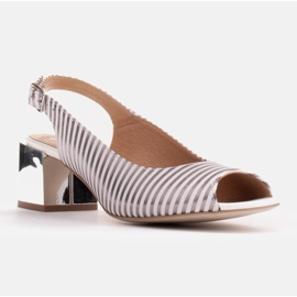 Marco Shoes Pohodlné dámské sandály se zajímavou kůží bílý vícebarevný stříbro 1