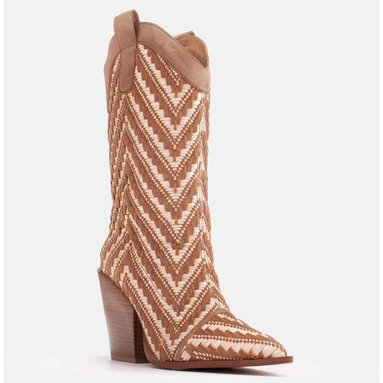 Marco Shoes Hnědo-béžové kovbojské boty hnědý 1