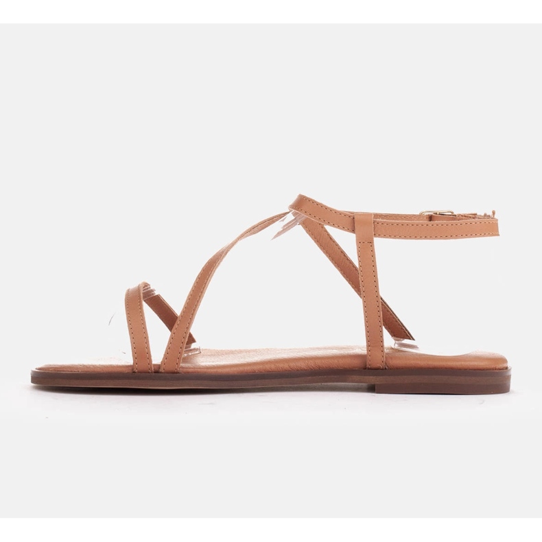 Marco Shoes Kožené sandály s plochým dnem hnědý 2