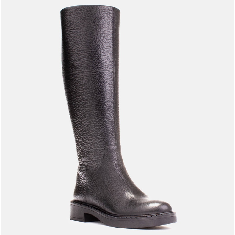 Marco Shoes Reliéfní kožené kozačky na nízkém podpatku černý 1