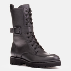 Marco Shoes Celozrnné kožené boty černý 1