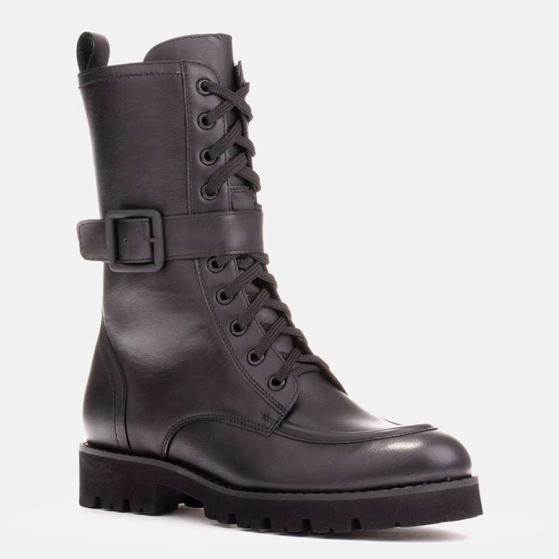 Marco Shoes Celozrnné kožené boty černá 1