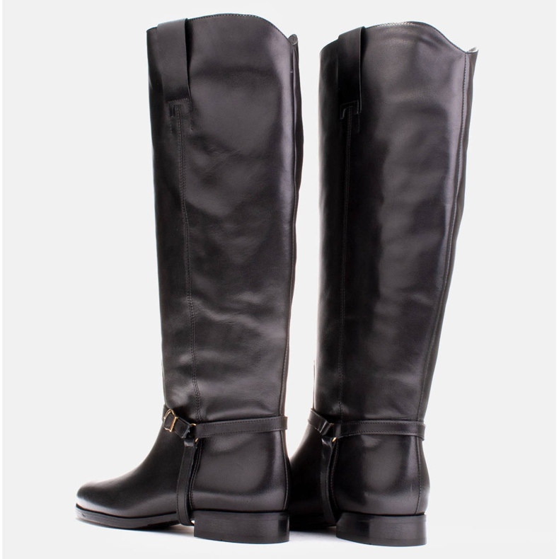 Marco Shoes Kožené kozačky na široké lýtko černá 1