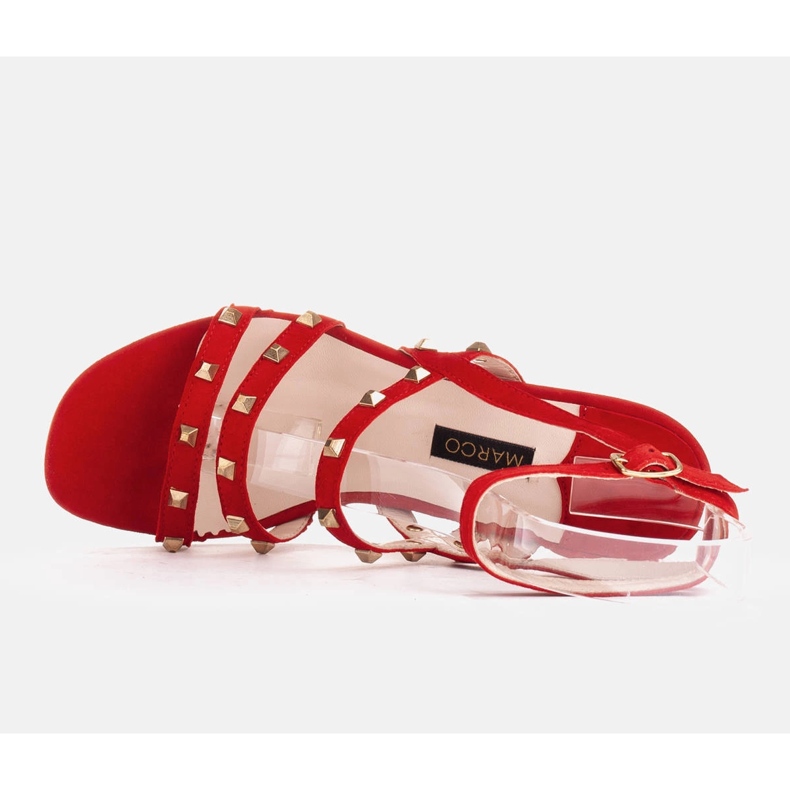 Marco Shoes Semišové sandály s ozdobnými cvočky červený 2