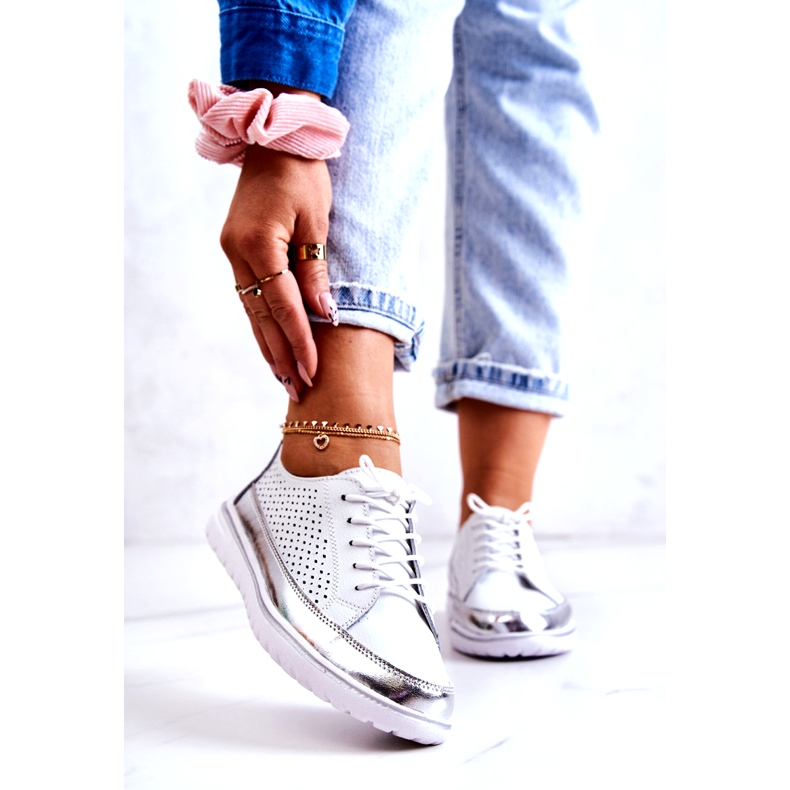 Vinceza Dámské prolamované boty na platformě bílé Deloren bílý 1