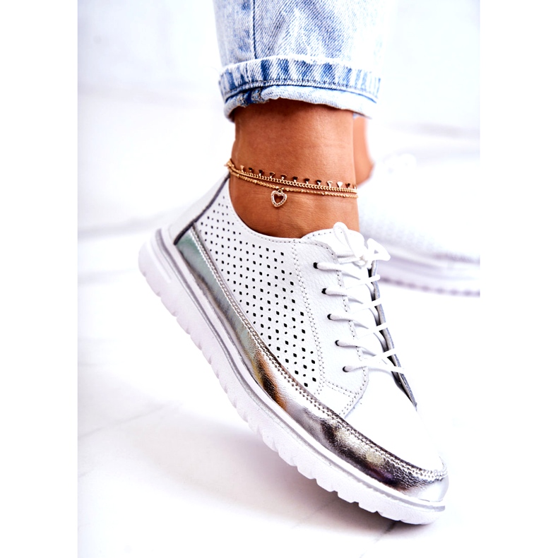 Vinceza Dámské prolamované boty na platformě bílé Deloren bílý 2