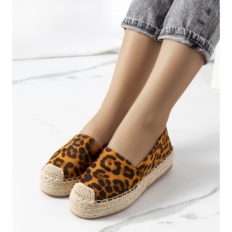 Hnědé espadrilky na platformě Feiken hnědý černý žluť 1