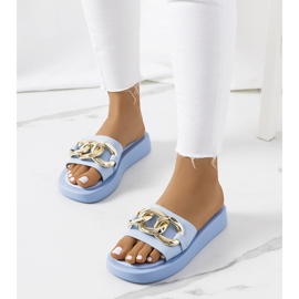 Modré pantofle s řetízkem Bragg modrý 1